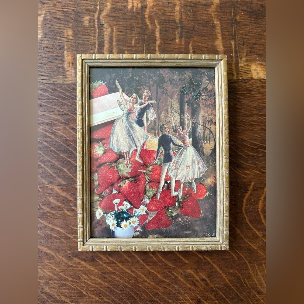 Vintage Style Collage Art in Frame - Picture 1 of 3